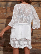 Embroidered Lace Beach Cover Up - View 7 | Coveka