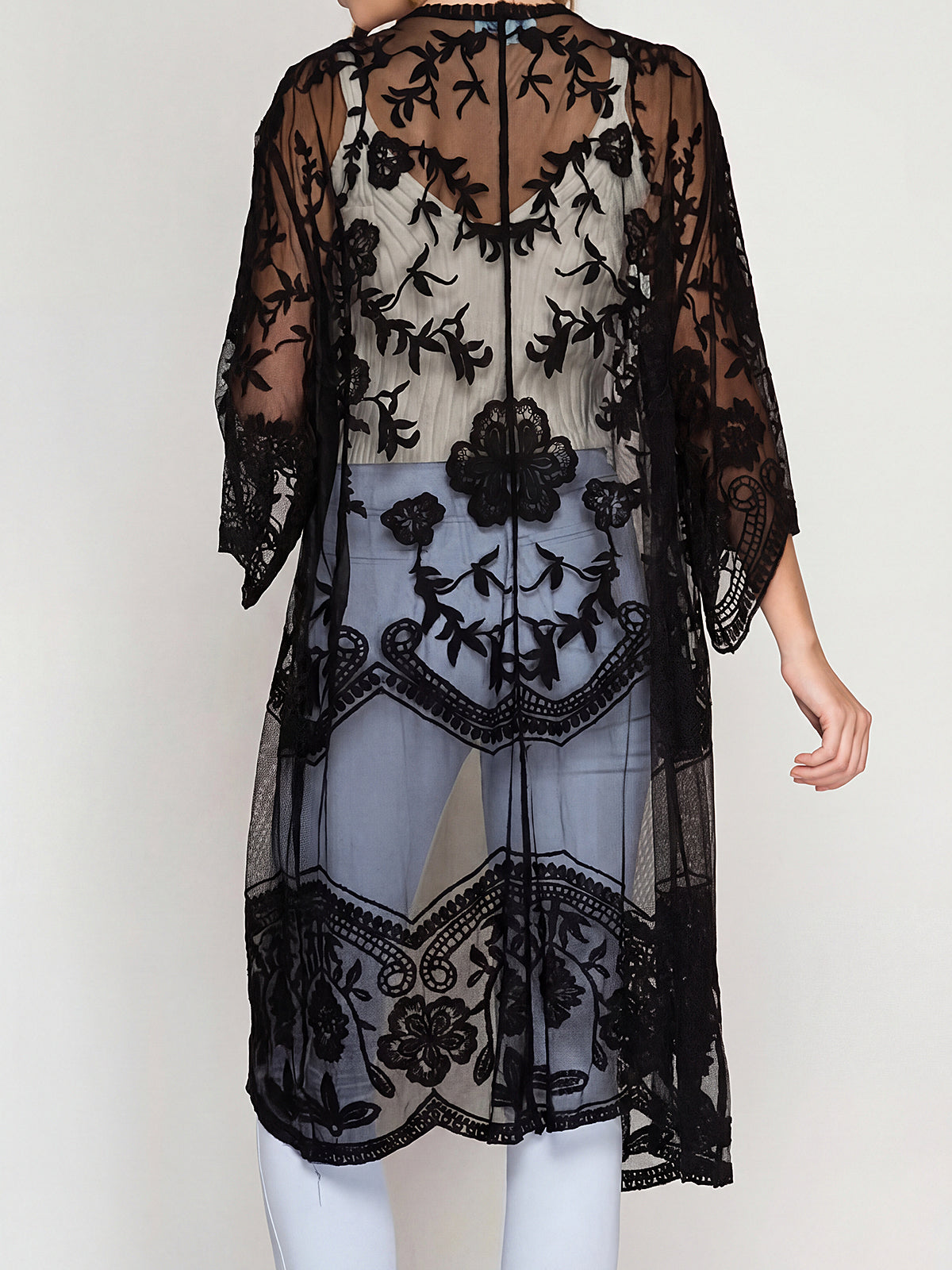 Lace Kimono Beach Cover Up - View 9 | Coveka
