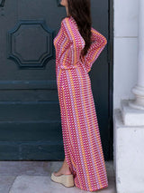 Resort Scalloped V Neck Bell Sleeve Crochet Knit Maxi Dress