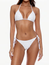 White sequined halter bikini set