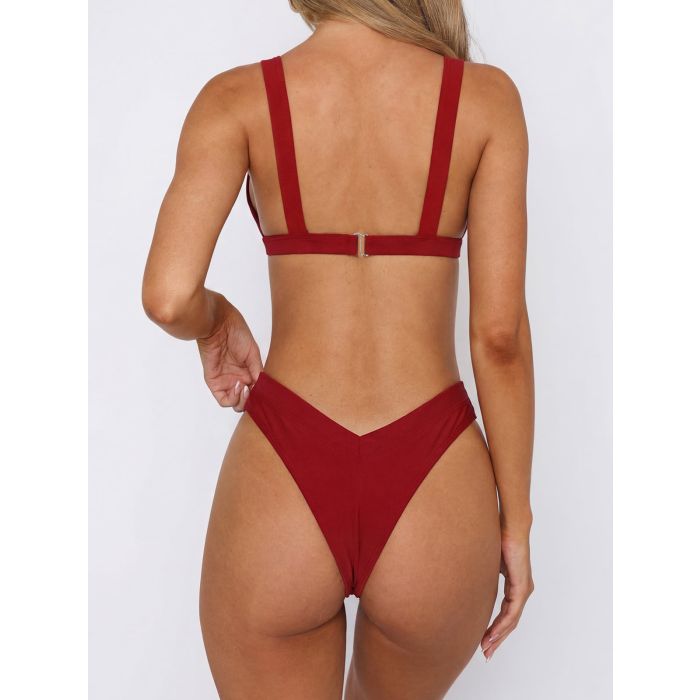 Flattering High-Cut High-Leg Banded Triangle Two-Piece Bikini Set