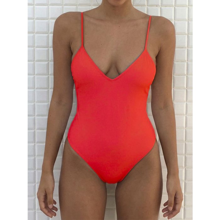 Flattering Deep V High-Leg Scrunch Lace Up Low Back One-Piece Swims…