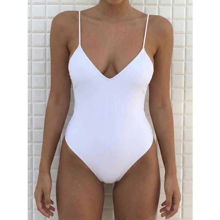 Flattering Deep V High-Leg Scrunch Lace Up Low Back One-Piece Swims…