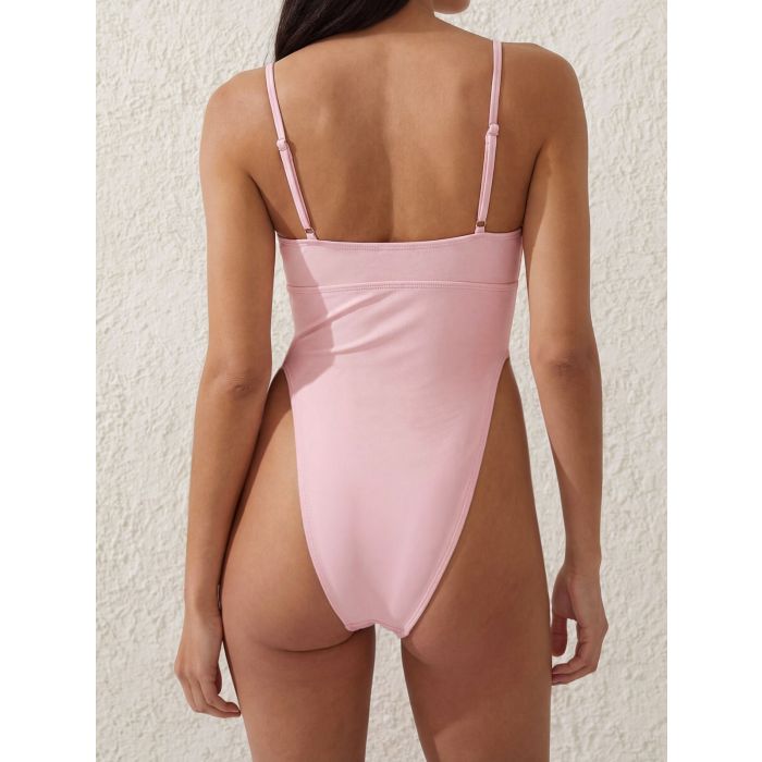 Flattering High-Cut High-Leg Scoop Neck One-Piece Swimsuit