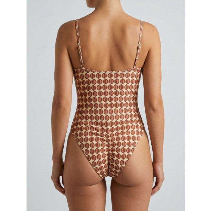 Relaxed Geometric High-Leg Scrunch Cutout One-Piece Swimsuit