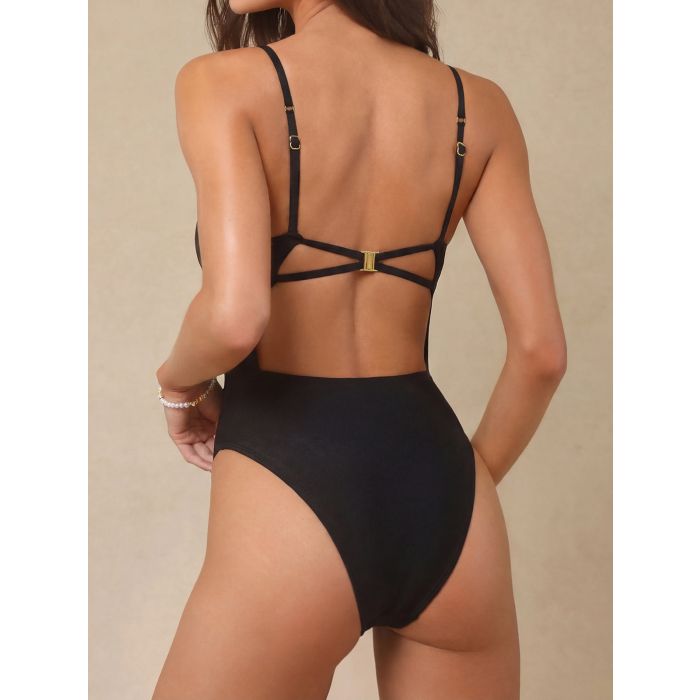 Flattering High-Cut High-Leg Cutout High Neck One-Piece Swimsuit