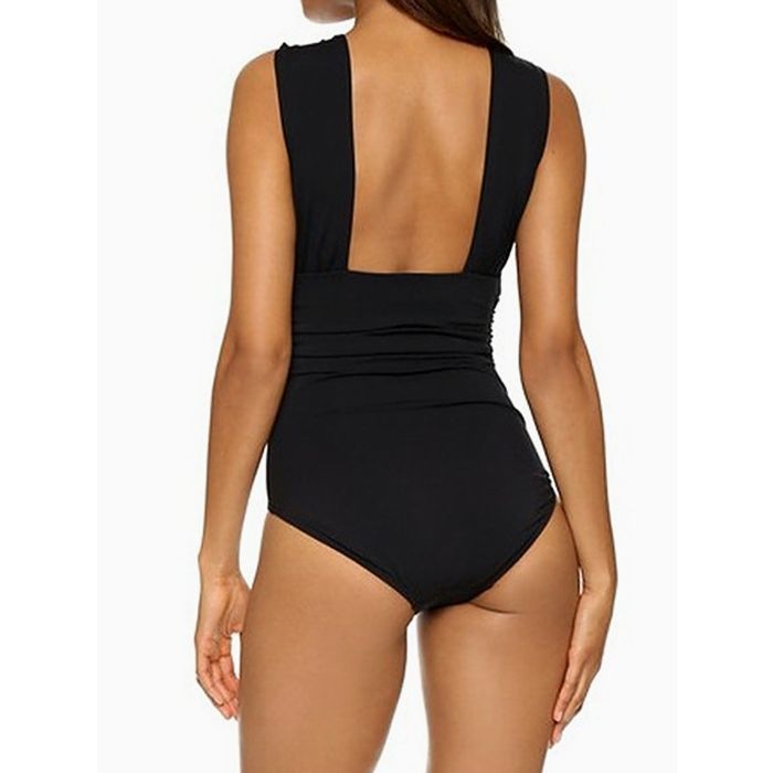 Athletic Wide Strap Moderate Ruched Wrap Front One-Piece Swimsuit